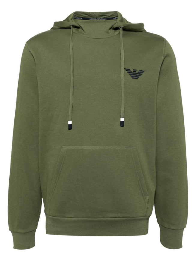 Emporio Armani Logo-embroidered Hoodie in Cotton Jersey