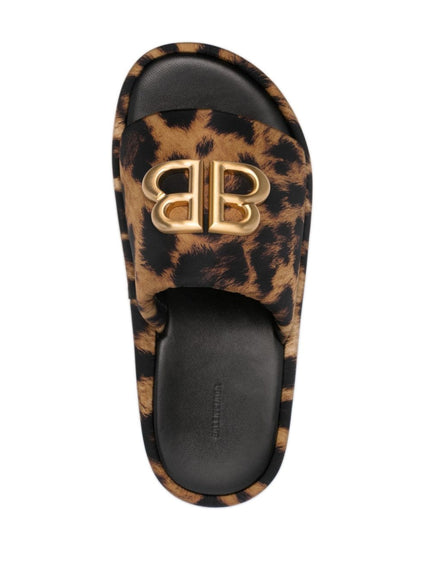 Balenciaga Rise BB Leopard Flatform Sandals