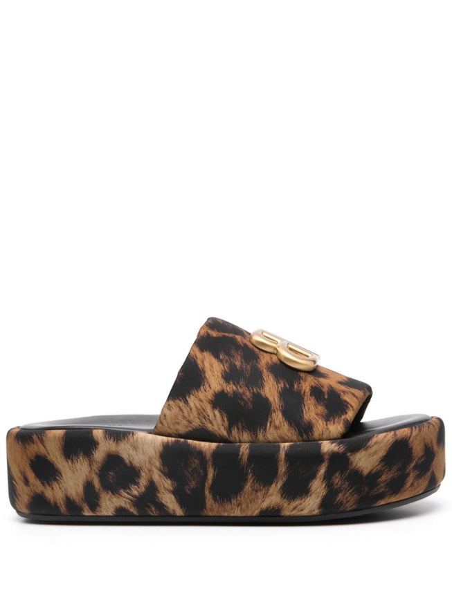 Balenciaga Rise BB Leopard Flatform Sandals