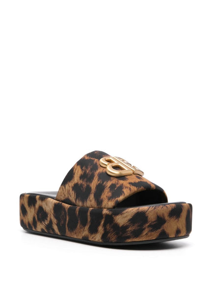 Balenciaga Rise BB Leopard Flatform Sandals