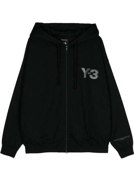 Y-3 Logo Zip Hoodie In Black