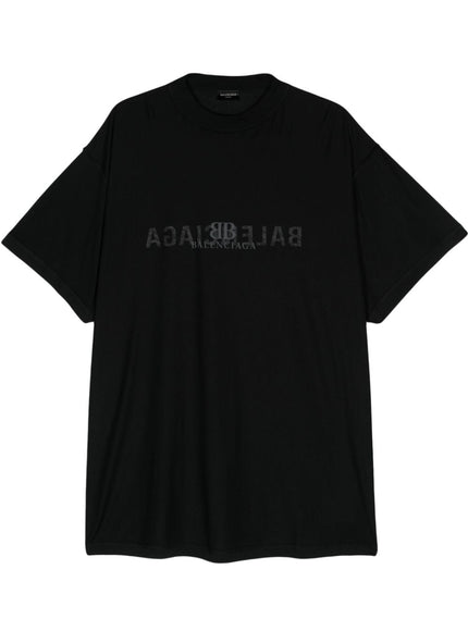 Balenciaga Mirror Cotton T-shirt In Black