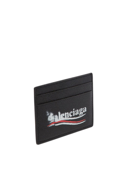 Balenciaga Leather Logo Card Holder In Black