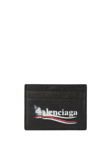 Balenciaga Leather Logo Card Holder In Black