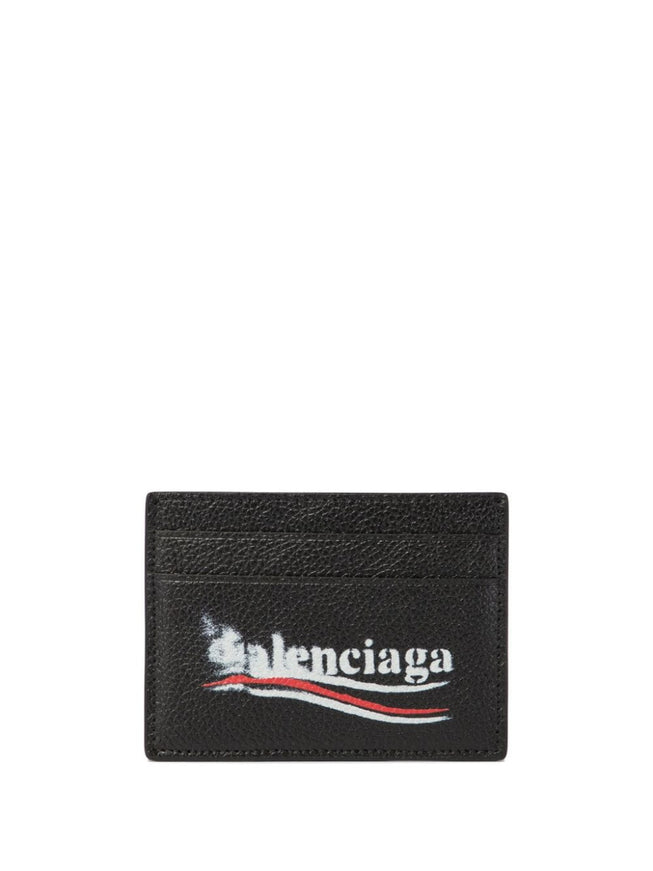 Balenciaga Leather Logo Card Holder In Black