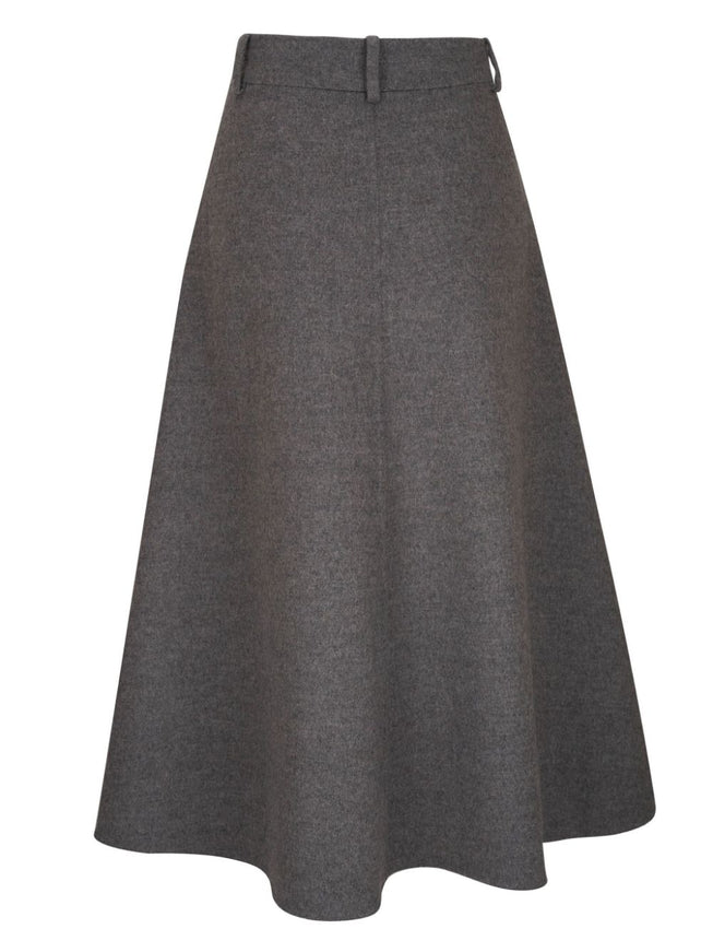 Brunello Cucinelli Virgin Wool Double Cloth Flute Skirt