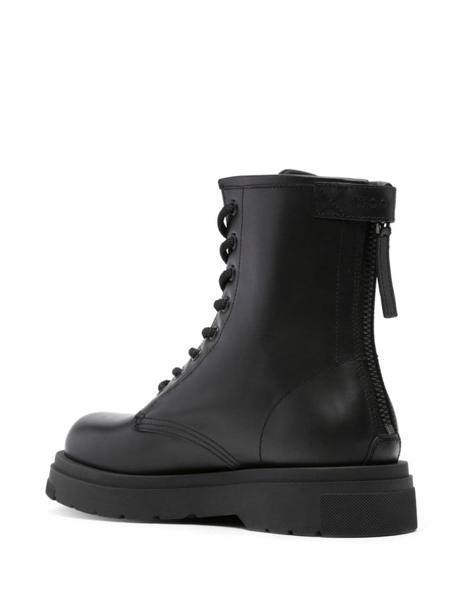 Woolrich Leather Combat Boots In Black