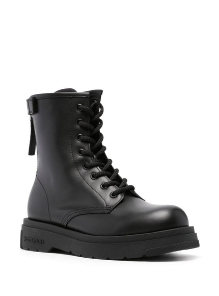 Woolrich Leather Combat Boots In Black