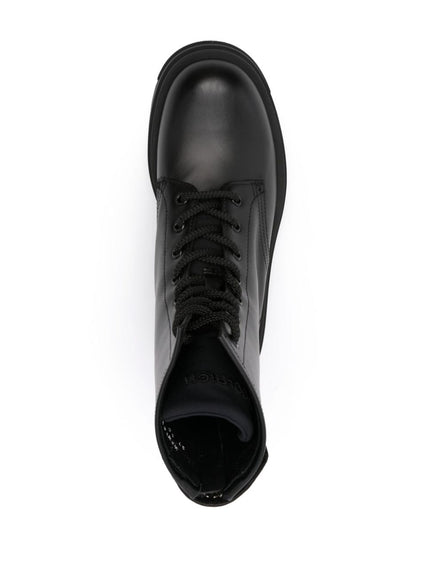 Woolrich Leather Combat Boots In Black