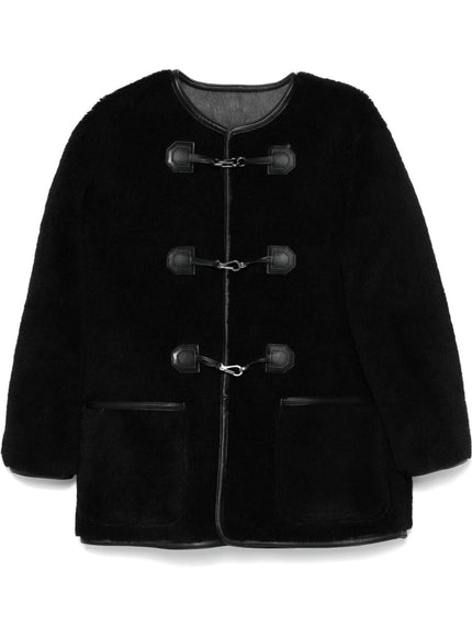 Dunst Collarless Buckle Vegan Shearling Coat