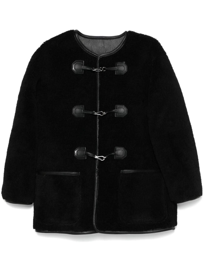 Dunst Collarless Buckle Vegan Shearling Coat