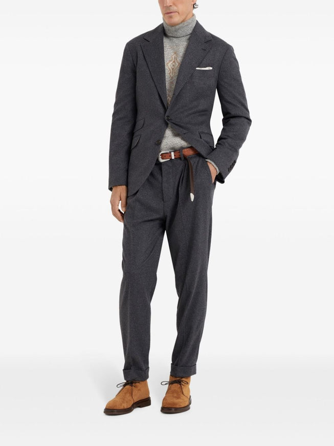 Brunello Cucinelli Wool Blend Combed Flannel Trousers