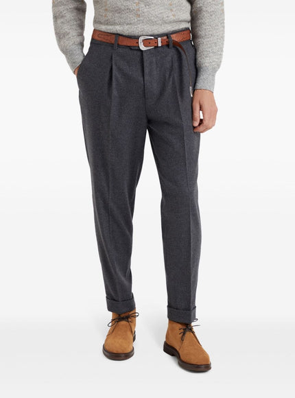 Brunello Cucinelli Wool Blend Combed Flannel Trousers