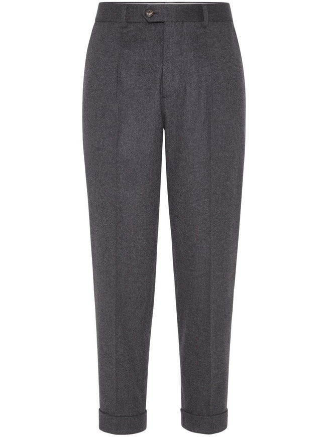 Brunello Cucinelli Wool Blend Combed Flannel Trousers