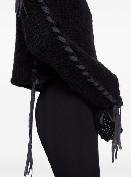 Acne Studios Lacing Knit Sweater In Black