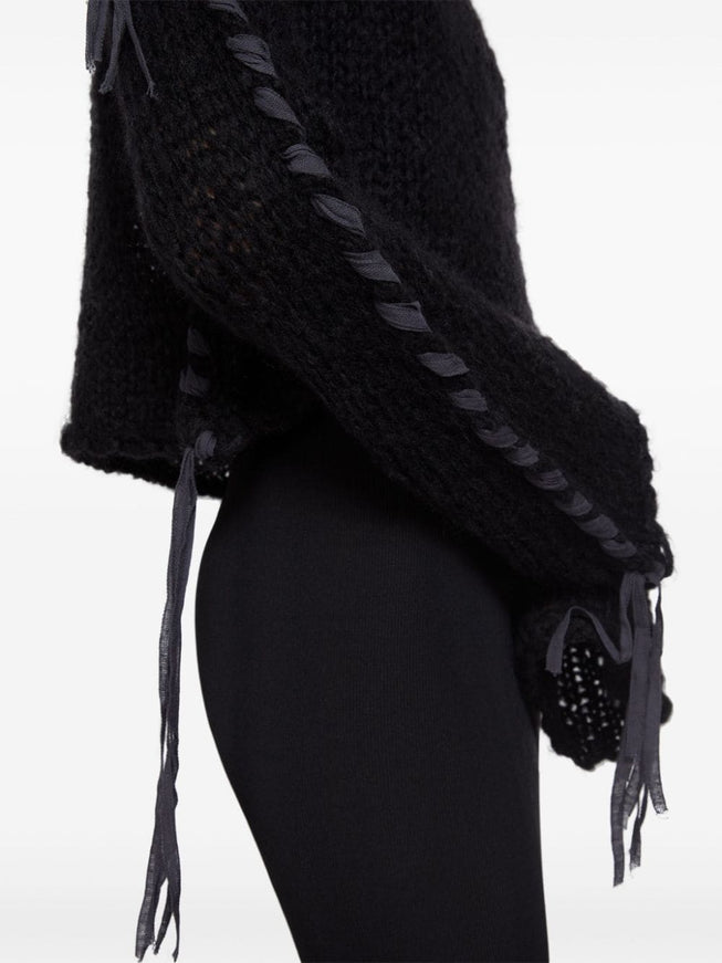 Acne Studios Lacing Knit Sweater In Black