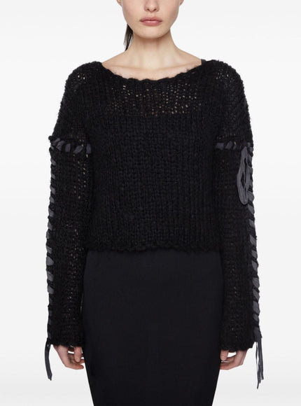 Acne Studios Lacing Knit Sweater In Black