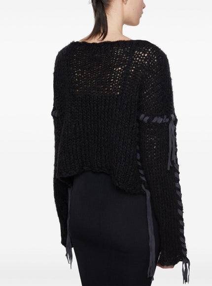 Acne Studios Lacing Knit Sweater In Black