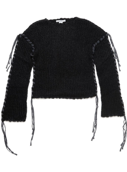 Acne Studios Lacing Knit Sweater In Black