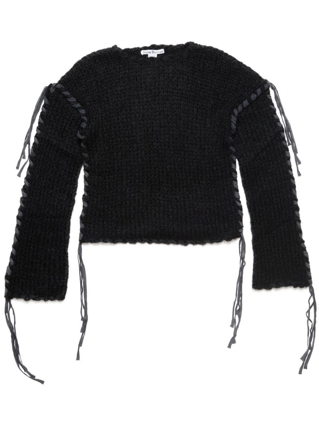 Acne Studios Lacing Knit Sweater In Black