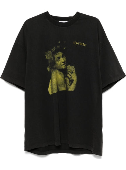 Off White Men's Black Cotton T-Shirt With Print