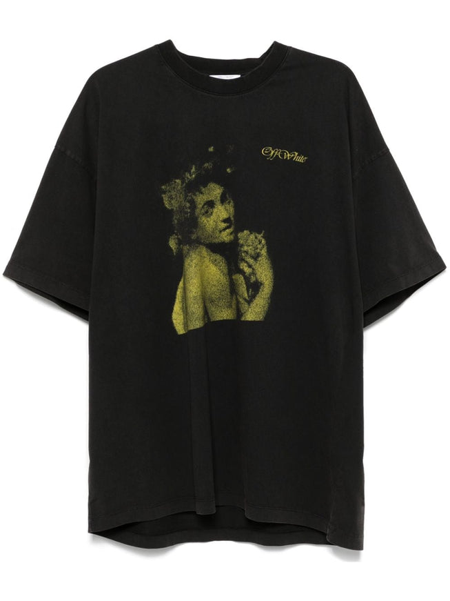 Off White Men's Black Cotton T-Shirt With Print