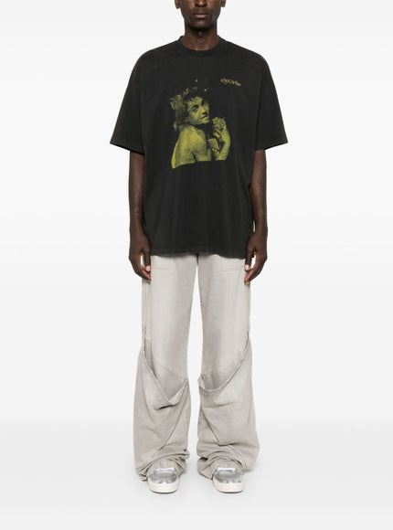 Off White Men's Black Cotton T-Shirt With Print