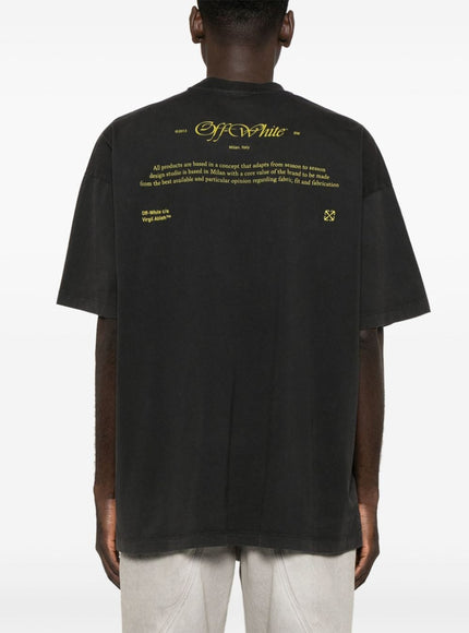 Off White Men's Black Cotton T-Shirt With Print