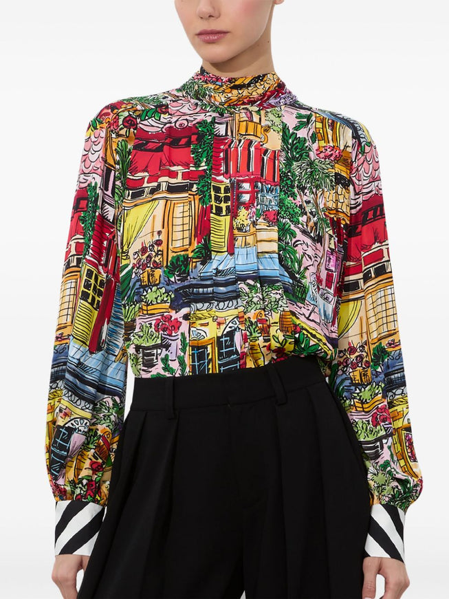 Alice + Olivia Gertrude Blouse In MultiColour