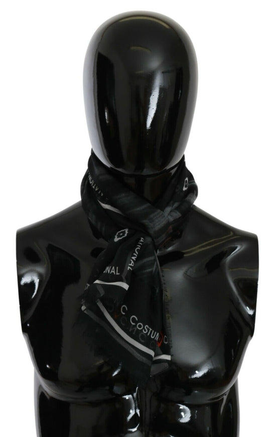 a black mannequin with a scarf around its neck