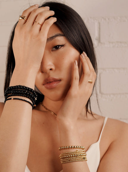 Zoe Lev 3mm Black Onyx Bead Bracelet