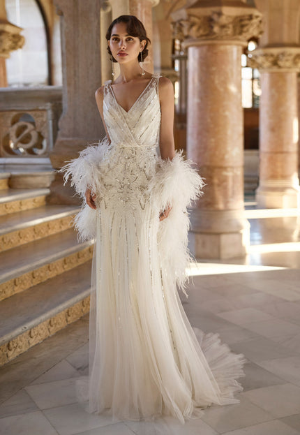 Rosa Clará Gatsby Baya Beaded Straight Wedding Gown