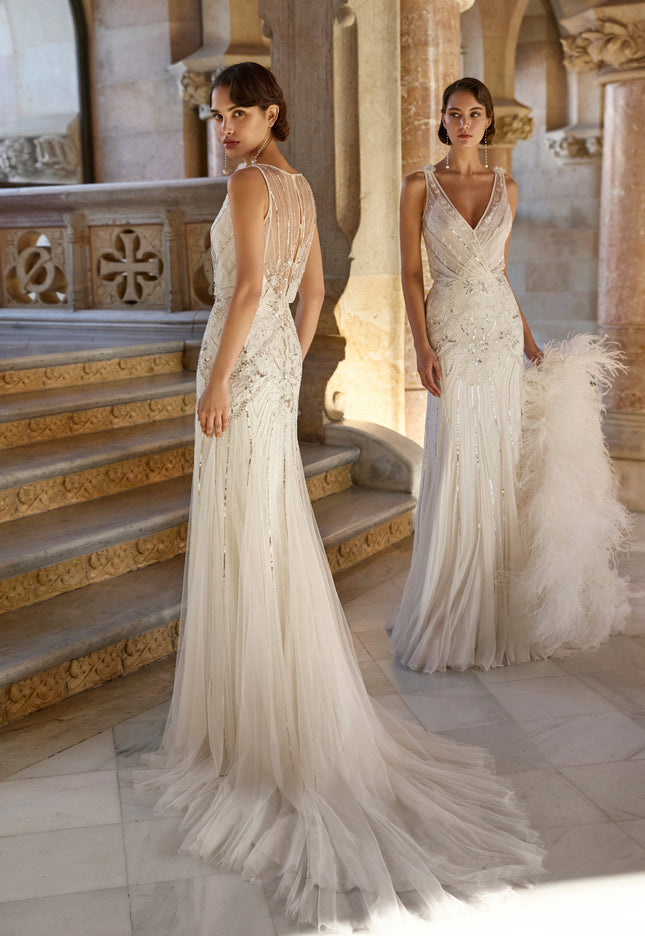 Rosa Clará Gatsby Baya Beaded Straight Wedding Gown