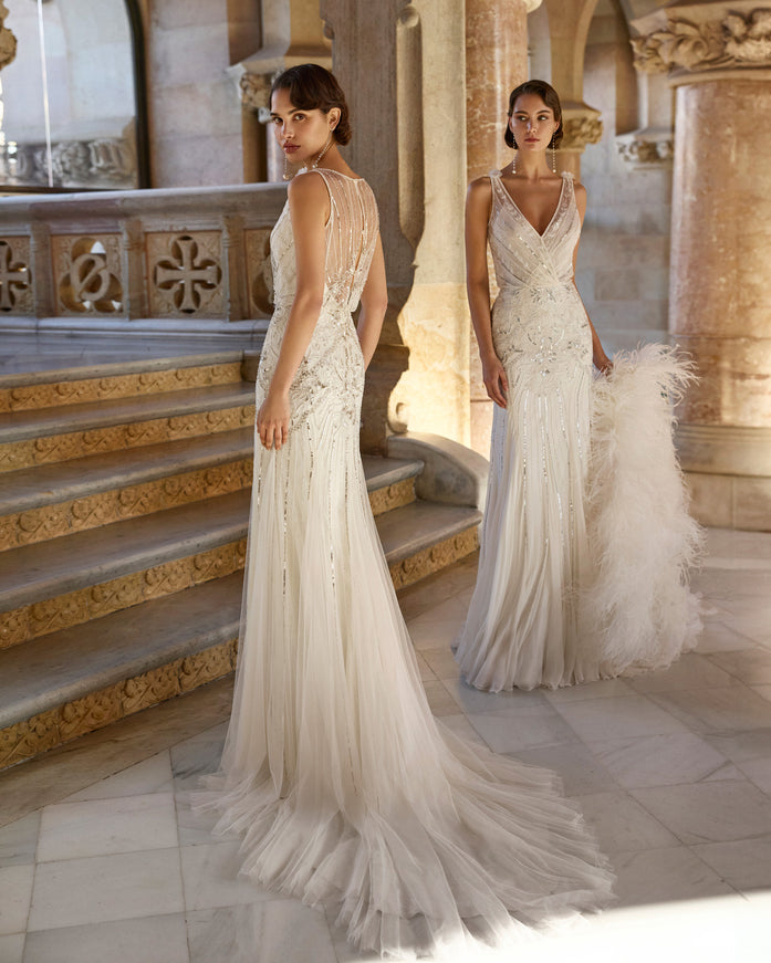 Rosa Clará Gatsby Baya Beaded Straight Wedding Gown