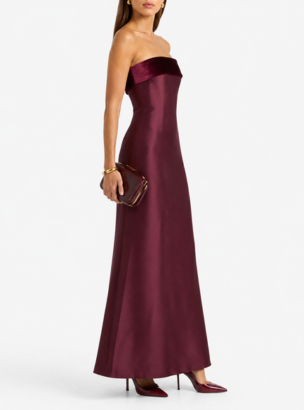 Badgley Mischka Strapless satin-twill gown
