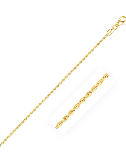 2.0mm 10k Yellow Gold Solid Diamond Cut Rope Bracelet - Ellie Belle