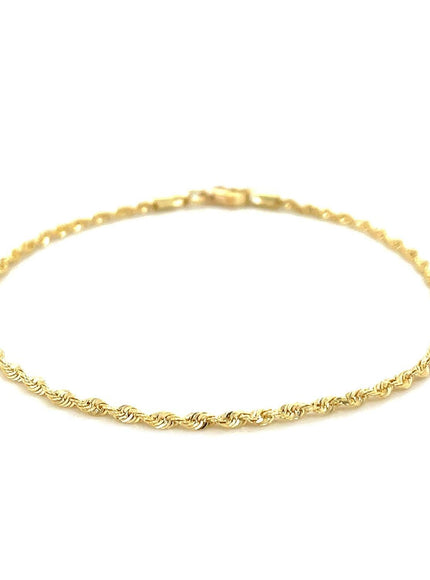 2.0mm 10k Yellow Gold Solid Diamond Cut Rope Bracelet - Ellie Belle