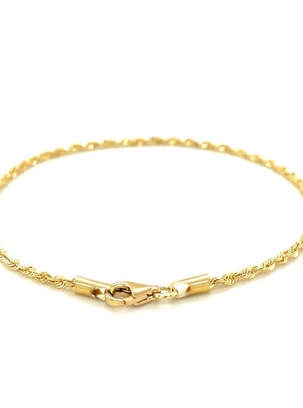 2.0mm 10k Yellow Gold Solid Diamond Cut Rope Bracelet - Ellie Belle