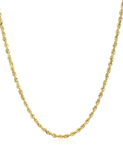 2.0mm 10k Yellow Gold Solid Diamond Cut Rope Chain - Ellie Belle