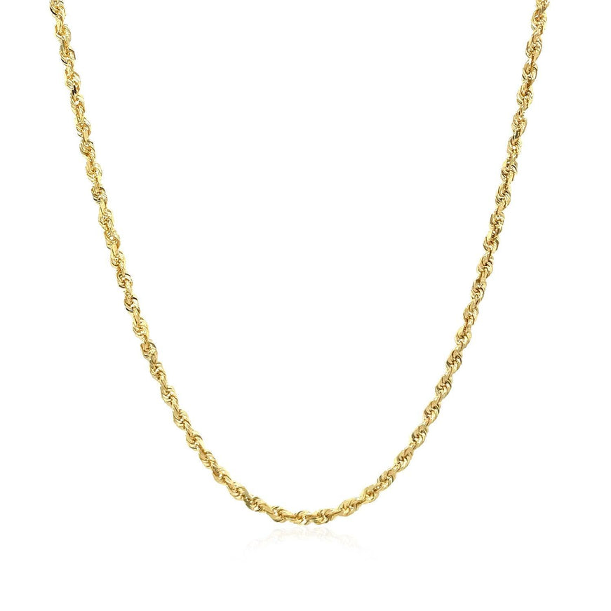 2.0mm 10k Yellow Gold Solid Diamond Cut Rope Chain - Ellie Belle