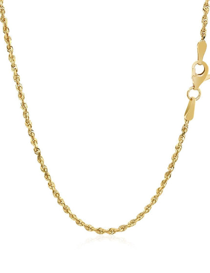 2.0mm 10k Yellow Gold Solid Diamond Cut Rope Chain - Ellie Belle