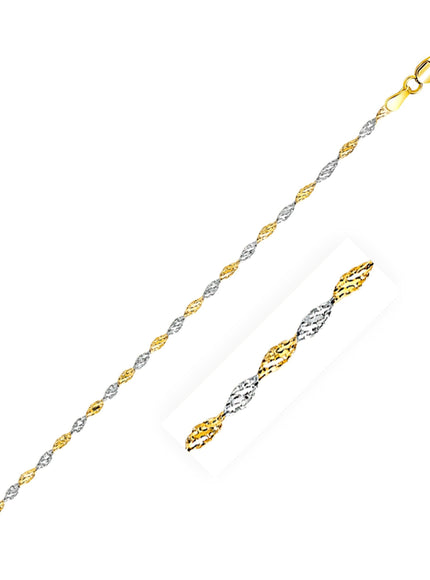 2.0mm 14k Two-Tone Gold Singapore Chain - Ellie Belle