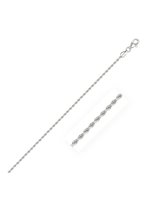2.0mm 14k White Gold Solid Diamond Cut Rope Bracelet - Ellie Belle