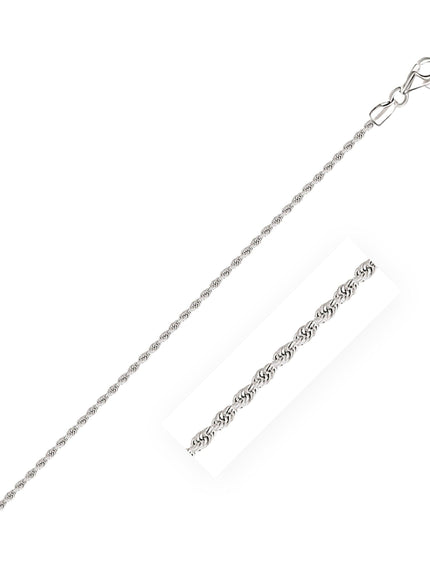 2.0mm 14k White Gold Solid Diamond Cut Rope Chain - Ellie Belle