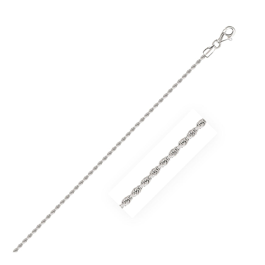 2.0mm 14k White Gold Solid Diamond Cut Rope Chain - Ellie Belle