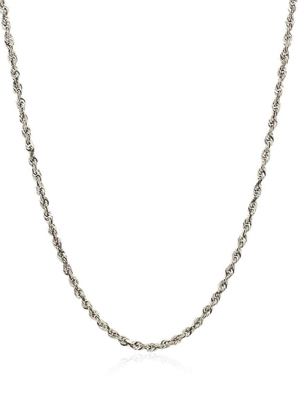 2.0mm 14k White Gold Solid Diamond Cut Rope Chain - Ellie Belle