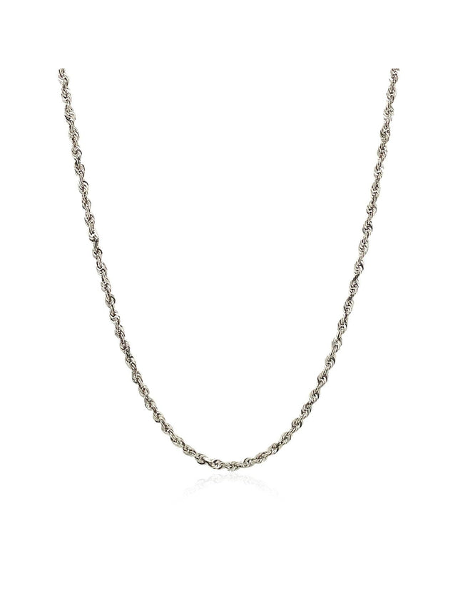 2.0mm 14k White Gold Solid Diamond Cut Rope Chain - Ellie Belle