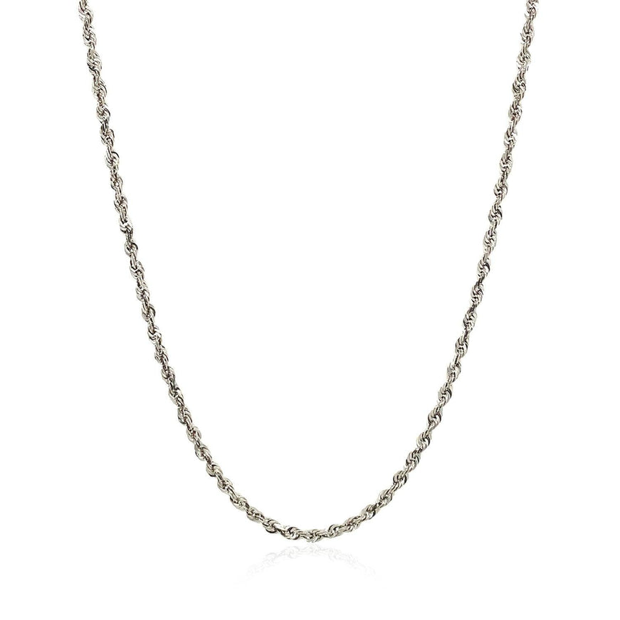 2.0mm 14k White Gold Solid Diamond Cut Rope Chain - Ellie Belle