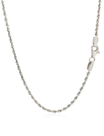 2.0mm 14k White Gold Solid Diamond Cut Rope Chain - Ellie Belle