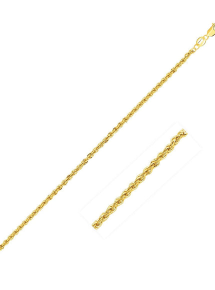 2.0mm 14k Yellow Gold Light Rope Chain - Ellie Belle